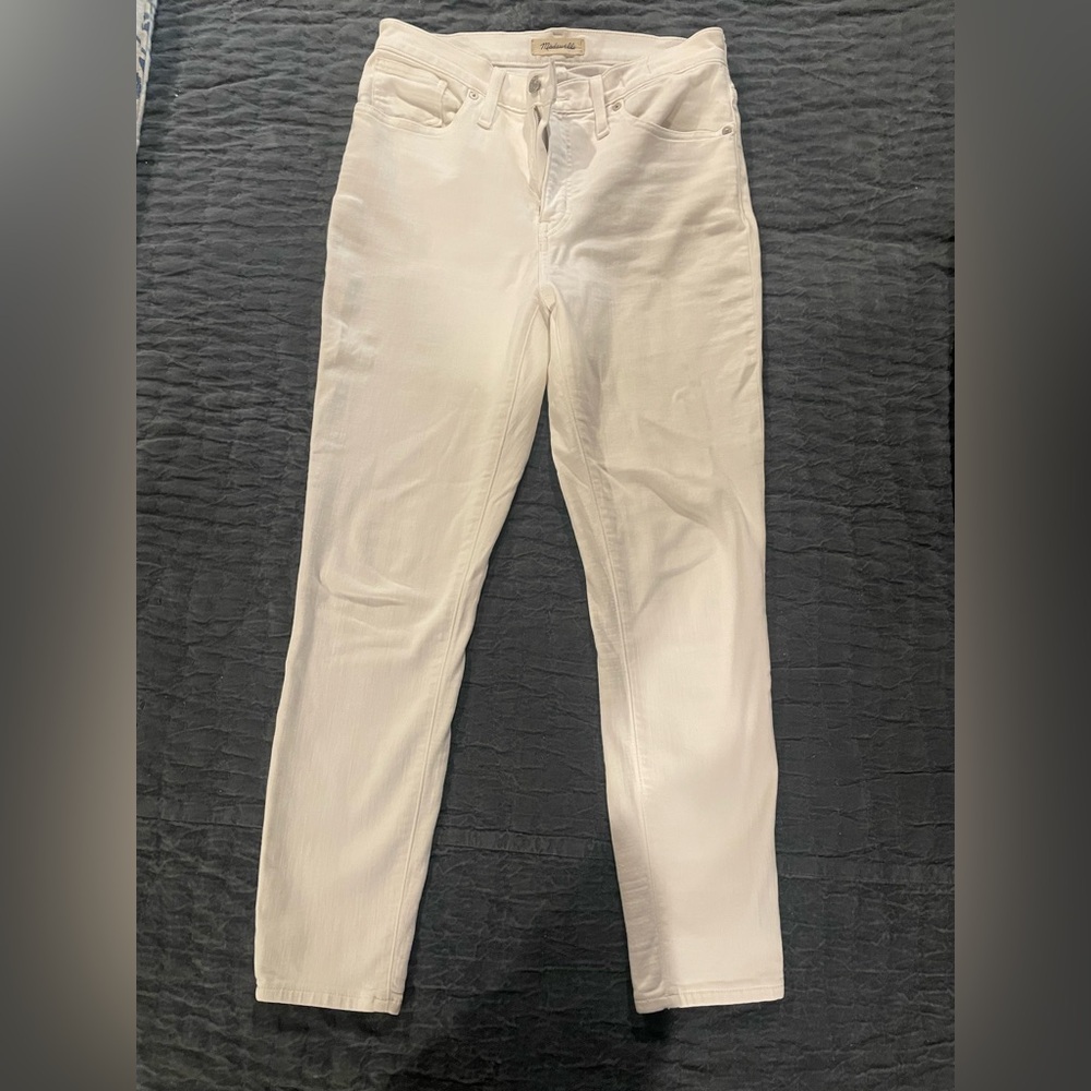 Madewell 9” mid rise skinny crop jeans pure white stretch